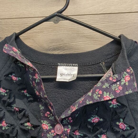 The Sweatshirt Company Women's XL Distressed Rose Cardigan - Picture 6 of 10